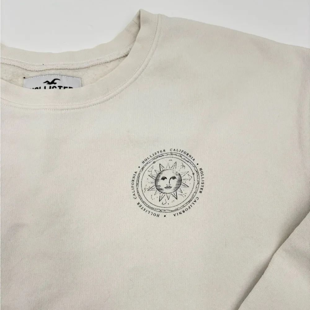 Hollister | Cream Sweater distressed oversized crewneck sweatshirt | large - Picture 2 of 5